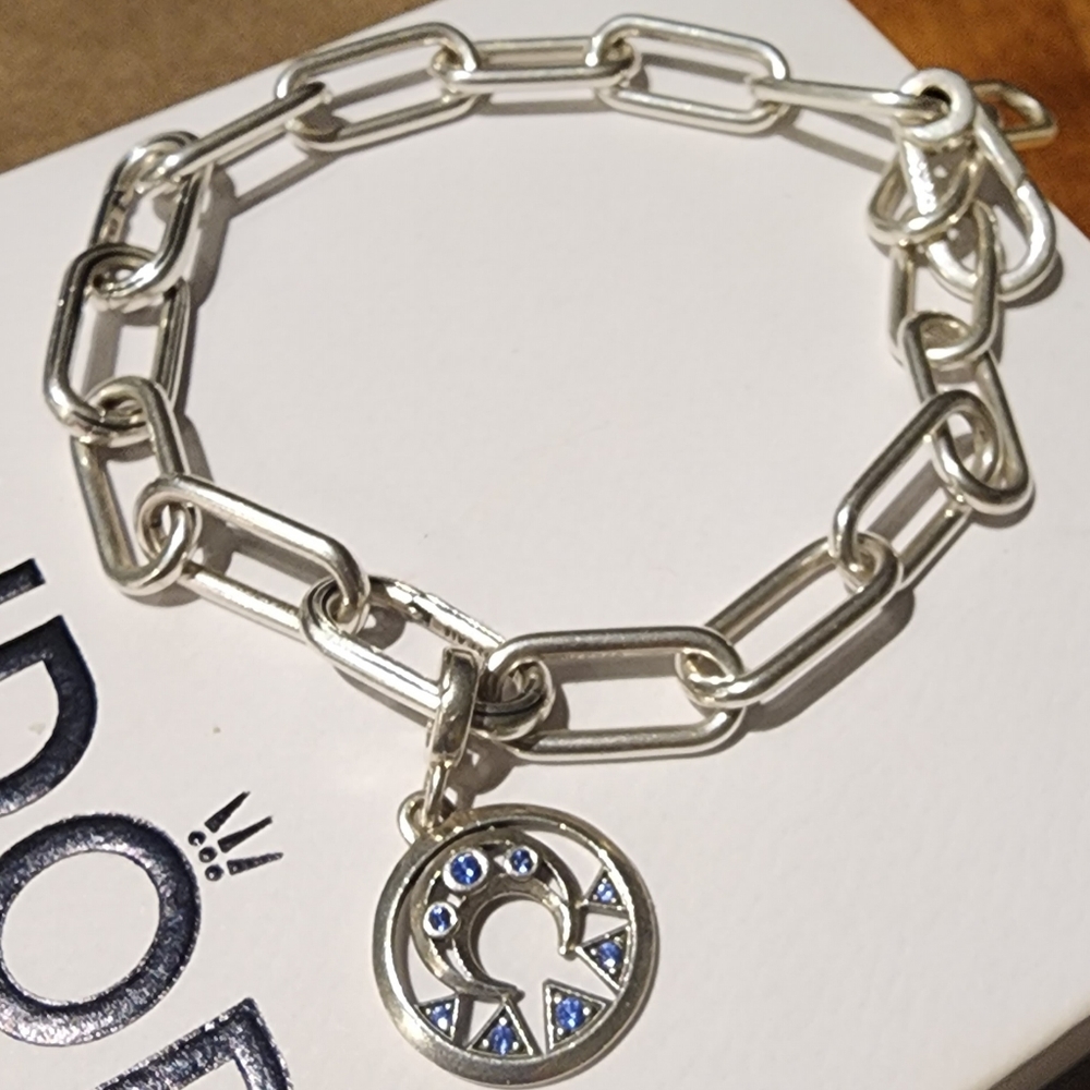 Authentic Pandora Me medium linked bracelet with Moon medallion